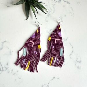 2/$30🌵 Purple Seed Bead Shapes Boho Colorful Fringe Earrings Jewelry Gift NEW